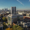 University campus and Philadelphia skyline